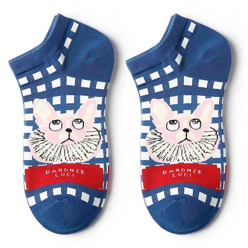 CRAZYSOX 체크 무늬 귀여운 고양이 스포츠 다재다능한 스트리트 패션 남성과 여성을 위한 면 기능