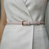 品质双面头层牛皮简约百搭黑色粉灰色真皮皮带女配裙西装 细腰带女