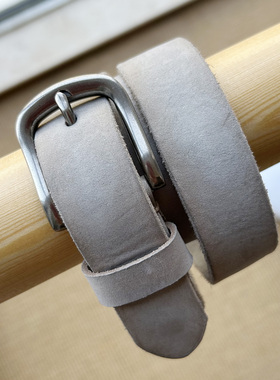 软头层纯牛皮休闲简约百搭针扣皮带男复古牛仔裤带腰带女士灰色黑