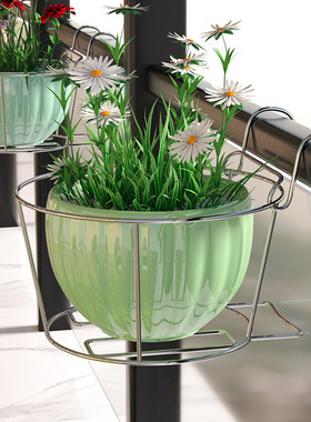 不锈钢吊兰花盆阳台悬挂花架室内护栏栏杆置物架盆栽架盆景架挂篮