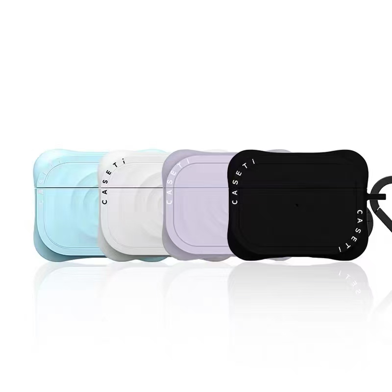 Caseti波漾耳机套白色波浪适用苹果AirPods Pro1/2代AirPods3/4黑色保护套网红纯色液态硅胶无线蓝牙耳机壳