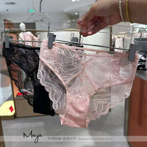 国内代购 CK内衣25秋冬新款女士蕾丝拼接性感三角内裤 QF7927AD