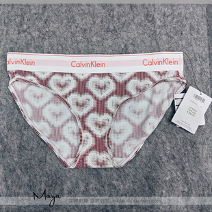 国内专柜代购 QF7803AD CK女士摩登引力带爱心满印宽腰边三角内裤