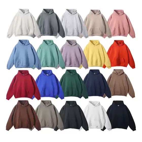 Kanye Kanye High Street Solid Color Loose Sweatshirt Oversize Fleece-Lined Unisex Lazy European and American Casual Hoodie