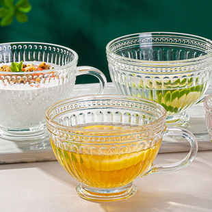 玻璃杯牛奶早餐杯神韵把杯家用高颜值大容量水杯燕麦咖啡杯饮料杯