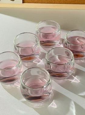 【6只】扳指杯水晶玻璃杯水杯家用喝水泡茶杯主人杯酒杯透明茶杯