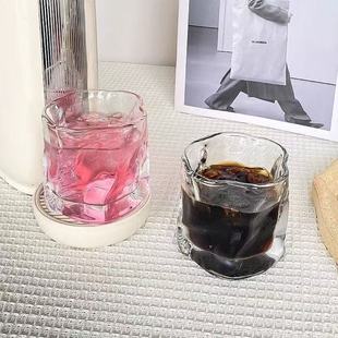 扭曲玻璃杯ins风高颜值喝水杯家用饮料果汁杯牛奶杯咖啡喝茶酒杯