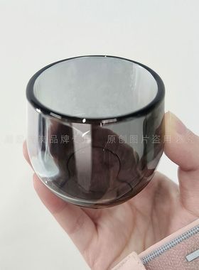 【3只】烟灰色扳指杯不烫手主人杯水晶杯玻璃杯家用中式养生酒杯