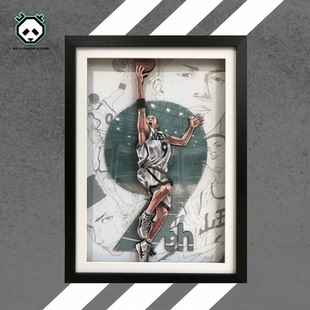 灌篮高手山王泽北荣治3D纸艺立体画卧室手办室客厅电竞房装饰挂画