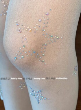 特价 千禧原宿风 星星烫钻白色连体袜