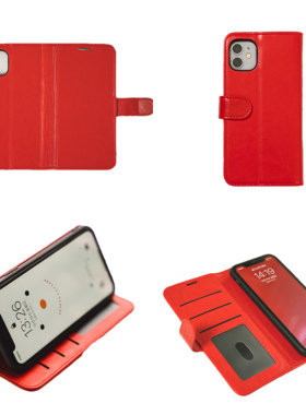 清仓2025双11价格红色皮套左右翻盖手机壳适用苹果ip11-15手机壳