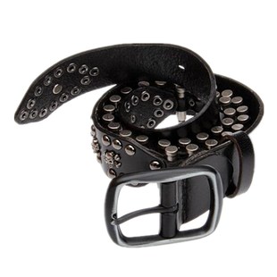 女式 真皮子弹时尚 男式 腰带 百搭真皮腰带铆钉骷髅头针扣皮带 个性