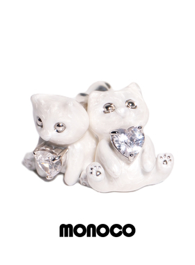 MONOCO Cat Ruby珍珠珠光小猫耳钉珍珠耳钉生日礼物新品
