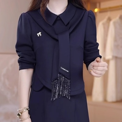 空气棉时尚气质减龄假两件连衣裙