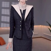妈妈装 高档蓄热棉两件套礼服裙2025冬季 新款 保暖显瘦外套连衣裙子