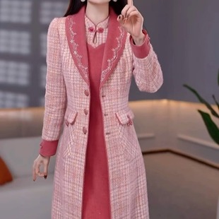 洋气减龄显瘦外套裙子女 时尚 高档贵妃绒两件套连衣裙2025冬季 新款