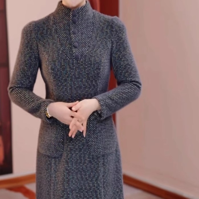 高档奥绒中式改良版连衣裙装礼服