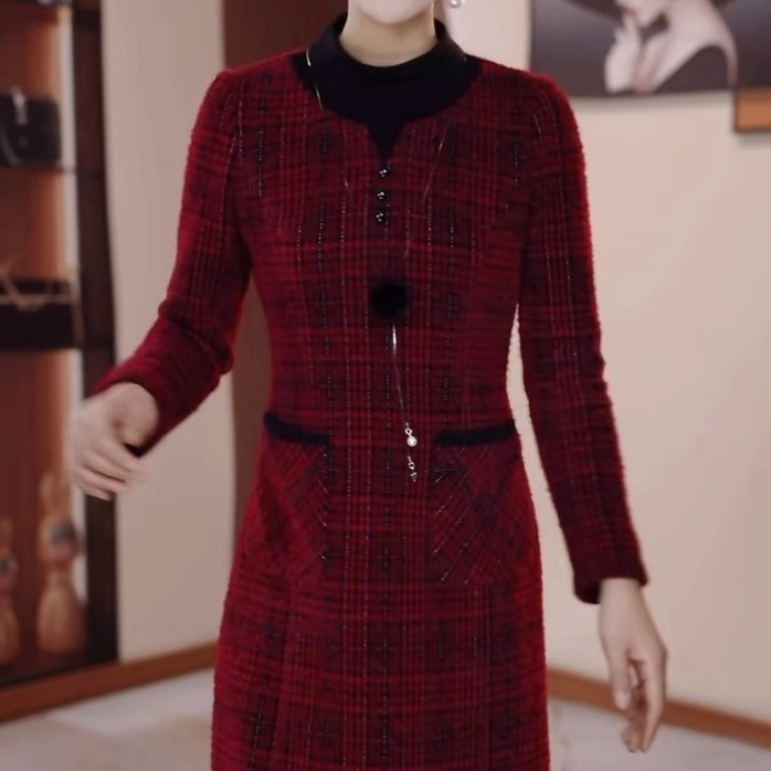 冬季新款时尚洋气加厚保暖连衣裙