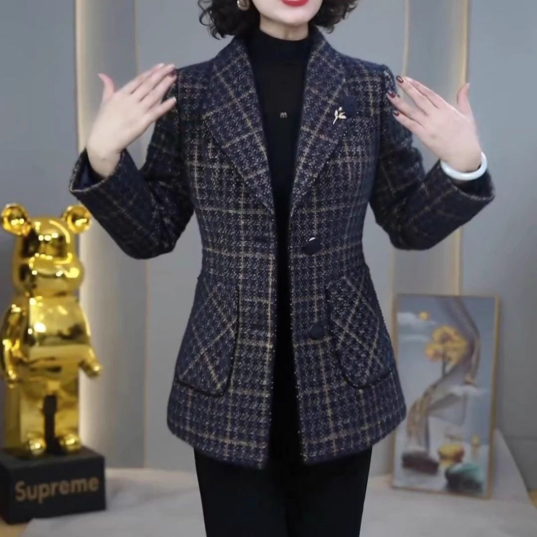 高档贵妃绒加厚夹棉西装棉服2025秋冬季新款时尚修身保暖百搭外套