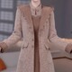 高级贵妃绒超声波夹棉大衣 连衣裙两件套装 2025秋冬加厚保暖套裙
