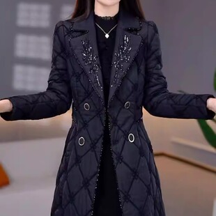 高档三防免洗加棉两件套套装裙2025冬季新款气质减龄刺绣外套裙子