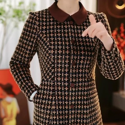 高档贵妃绒时尚格纹显瘦减龄保暖