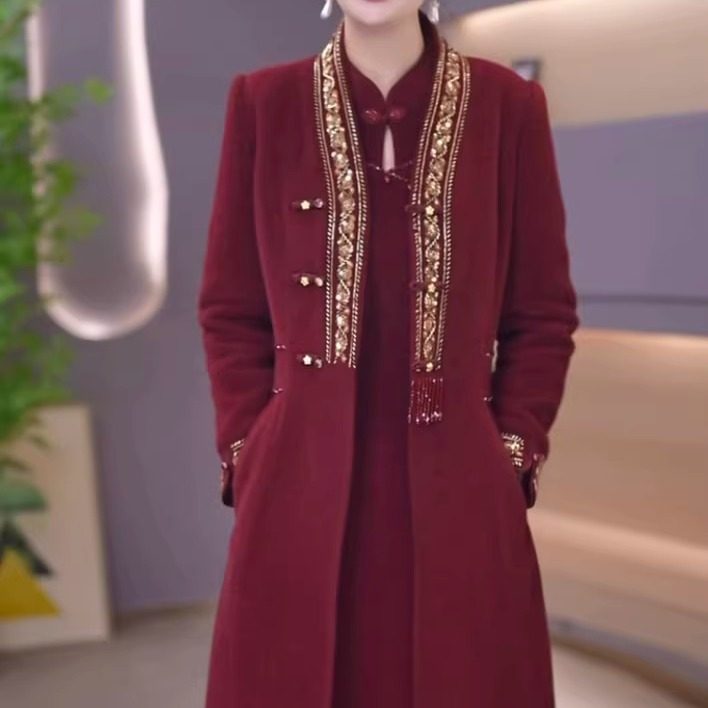 高档加棉加厚雪花绒两件套连衣裙2025冬季新款保暖显瘦外套旗袍裙,女装/女士精品,连衣裙,淘宝优惠券,粉丝福利购,淘宝优惠卷