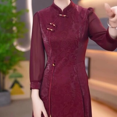 高档琉璃软精纺改良旗袍礼服裙