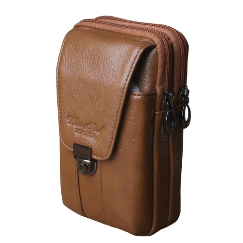 Кожаная двухэтажная поясная сумка, мобильный телефон, ремень, воловья кожа, 5.5 дюймов, 5.7 дюймов, 6 дюймовая, из натуральной кожи