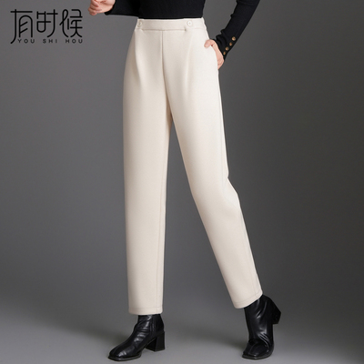 毛呢哈伦裤秋冬休闲女裤萝卜裤