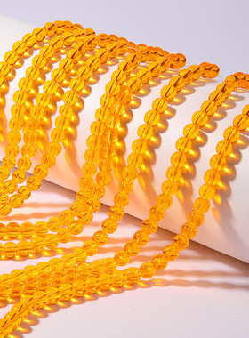 涛亚马逊黄色琉璃散珠4-12mm圆珠diy手串手链串珠仿黄水晶玻璃珠