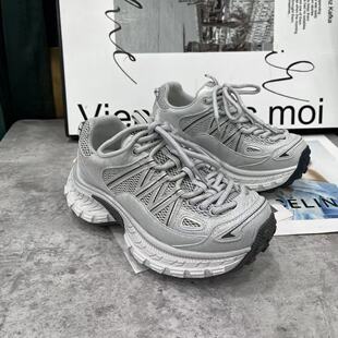 2026新款女鞋时尚厚底网面系带老爹鞋休闲舒适百搭厚底老爹鞋