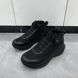 冬季新款男款加棉休闲鞋旋转扣高帮男鞋舒适保暖防滑底百搭男鞋