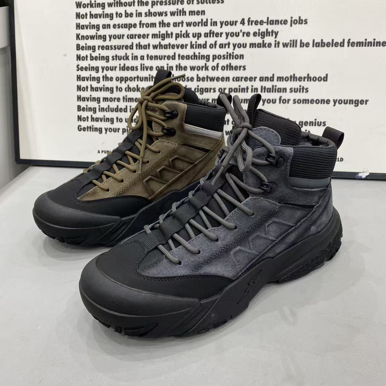 冬季男款磨砂牛皮羊毛内里户外保暖休闲鞋舒适百搭防滑底男鞋