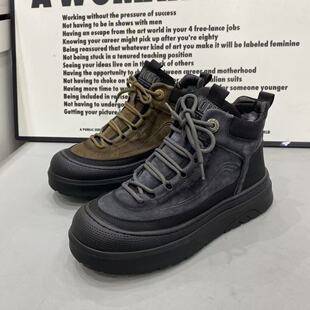 冬季男款磨砂牛皮羊毛内里保暖户外休闲男鞋时尚舒适防滑底休闲鞋