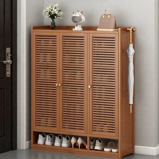 鞋柜家用门口入户玄关防尘多层鞋架子出租房用竹制多层收纳置物柜
