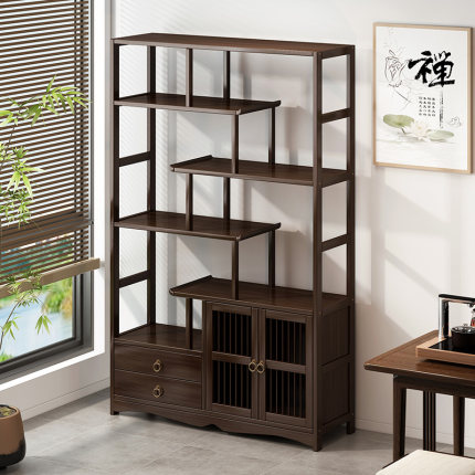 博古架实木中式茶柜置物架茶架子茶叶柜展示柜茶具架紫砂壶收纳架