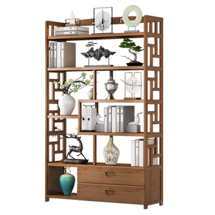 博古架实木新中式茶柜置物架茶叶柜展示柜茶室摆件多宝阁茶具架子