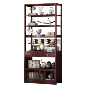 博古架实木新中式多宝阁茶叶展示柜客厅隔断摆件置物架茶具收纳架