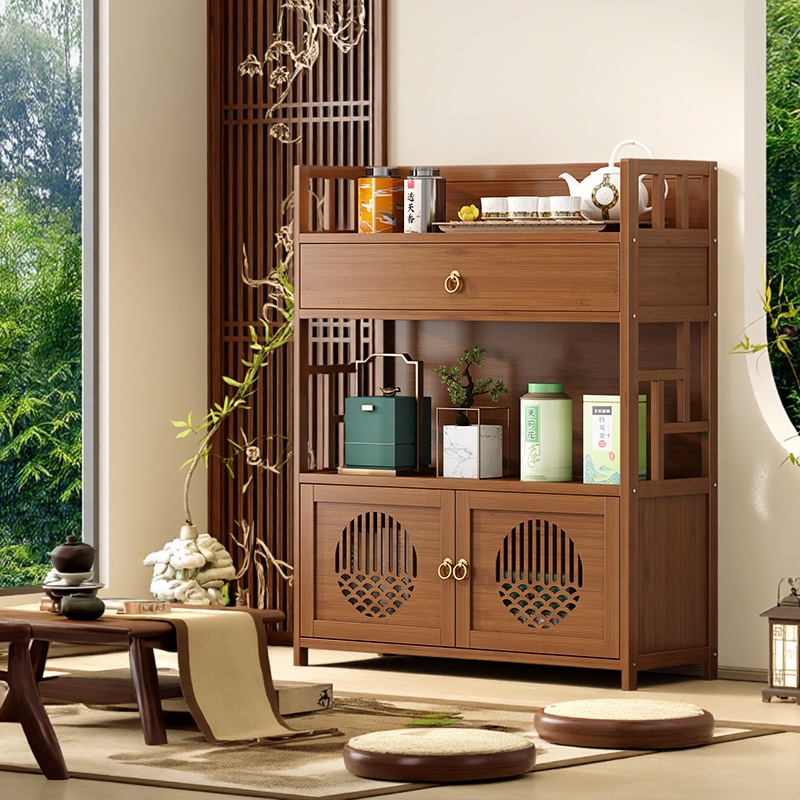 新中式茶叶柜非实木茶室茶水架子