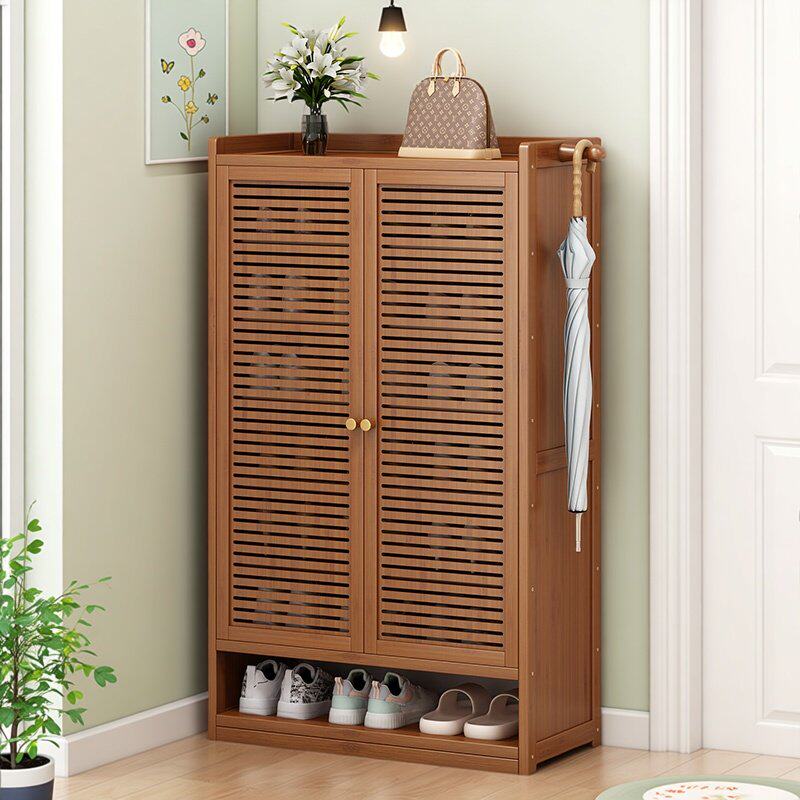 竹木鞋柜门口家用入户玄关多层大容量透气防异味防尘收纳柜鞋架子