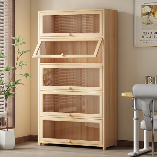 书架落地置物架一体靠墙可移动儿童书桌面书柜实木收纳柜子置物柜