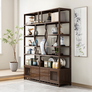 新中式博古架茶叶柜置物架茶具收纳架子展示柜客厅隔断摆件多宝阁