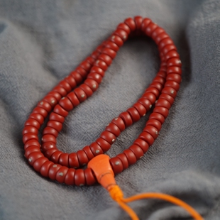 精工斜切9.5mm红料佛珠108西藏传手工镶嵌料器隔片嵌钉隔珠大肠