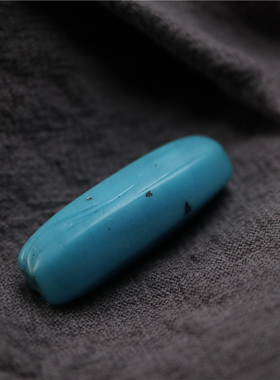 少见天蓝色老琉璃六棱勒子管珠文玩古珠配饰散珠琉璃珠子配串