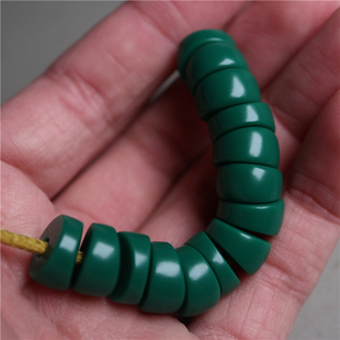 12mm西藏民手工特色混合曲扎绿色料器散珠隔片垫珠藏式大肠珠配饰