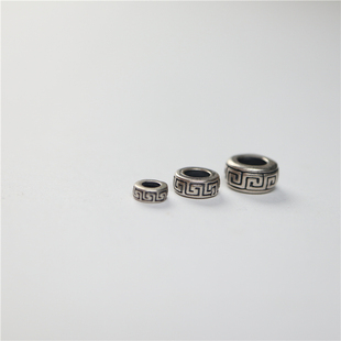 S925纯银DIY手工串珠手链散珠文玩手串隔珠 卷草回纹隔片菩提配件