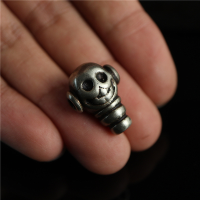 西藏藏传白利玛铜骷髅配珠一体三通佛头文玩潜水艇手串配饰