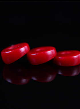 12mm正红色斜切料器隔珠文玩垫片西藏手工红料大肠珠手串配珠散珠