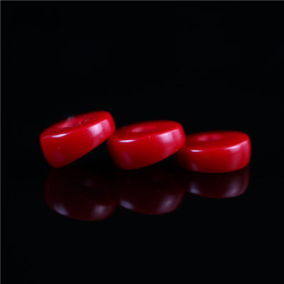 12mm正红色斜切料器隔珠文玩垫片西藏手工红料大肠珠手串配珠散珠